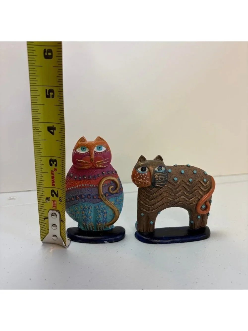 Laurel Burch Vintage 90s Colourful Resin Cats Lot of 2 Cat Lady Decor Red blue